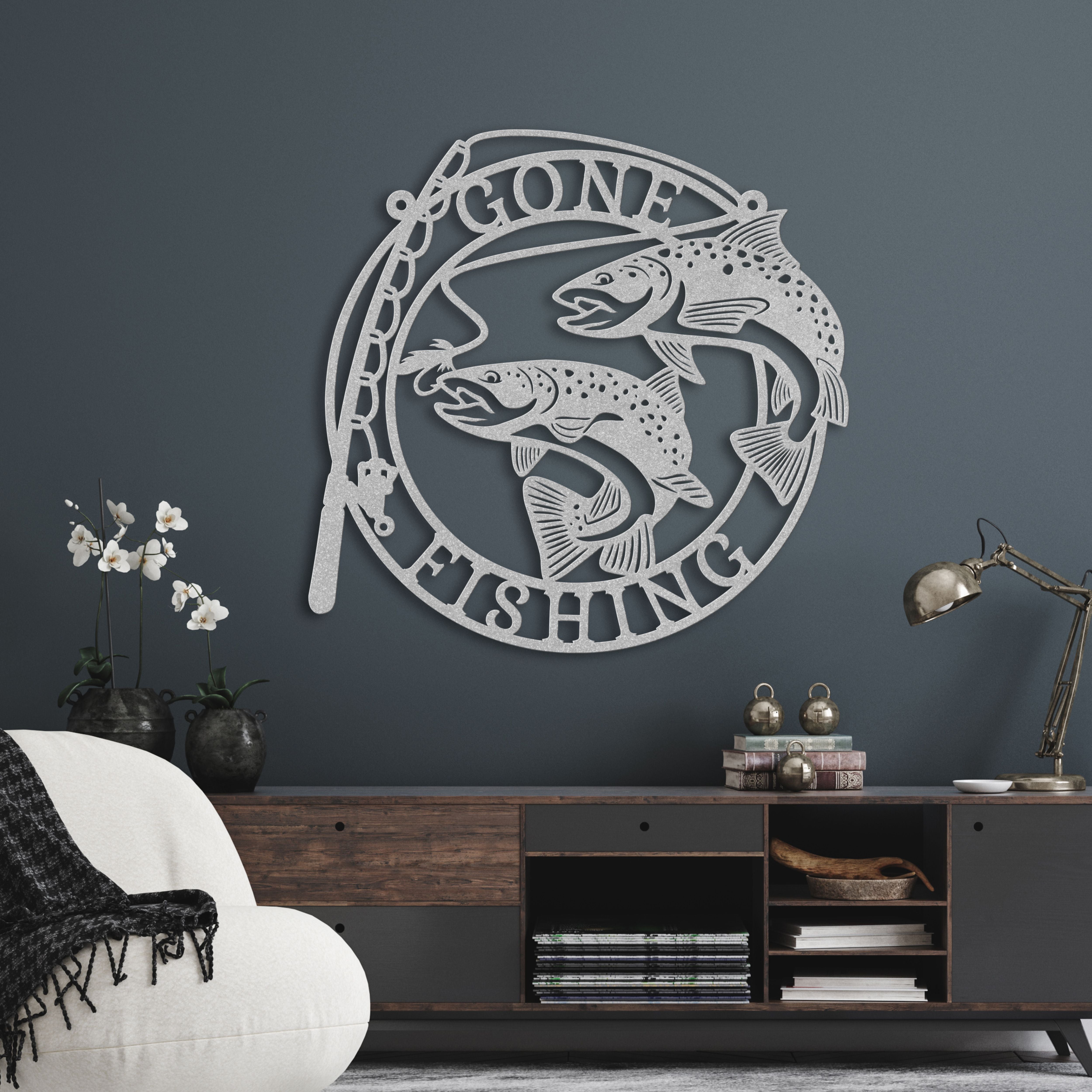 Online Gone Fishing Wall Hanging